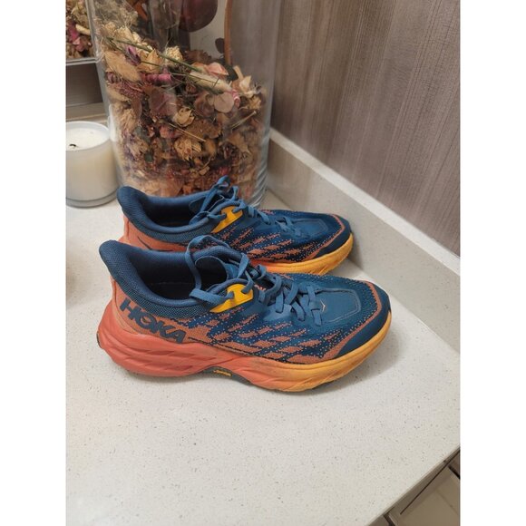 Hoka One One Speedgoat 5 Womens 6 Shoes Blue Running Sneaker Lace Up - Picture 4 of 8